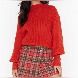 Nasty Gal Orange/Red Sweater with Arm Detail